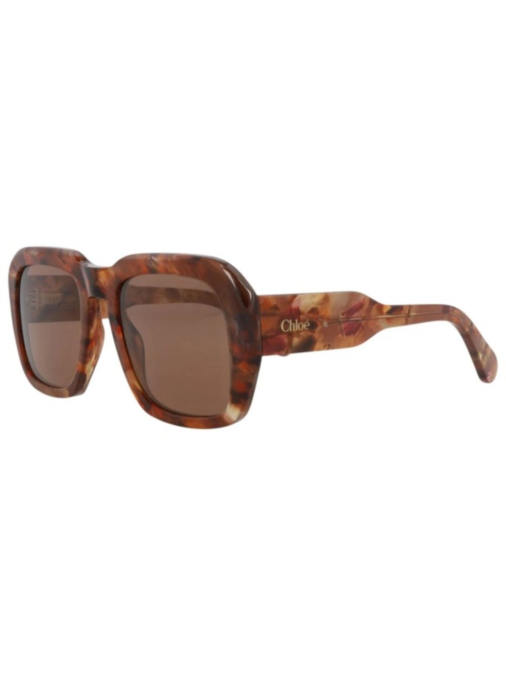 New Chloé Women's Sunglasses Square Rectangle Recycled Acetate Frame Havana